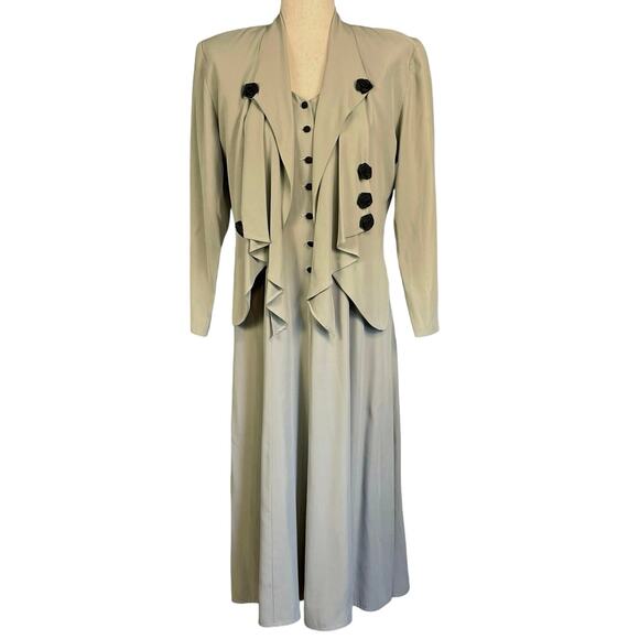 Vintage Wild Rose 90's Two Piece Dress Sage Green Size 8 - Picture 1 of 11